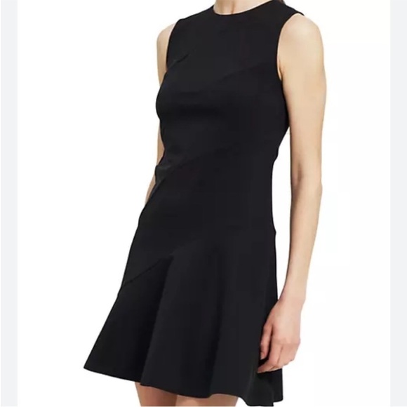 THEORY Diagonal Drape Dress Black Sleeveless Back Zip LBD Sz 8 NEW - Picture 2 of 14